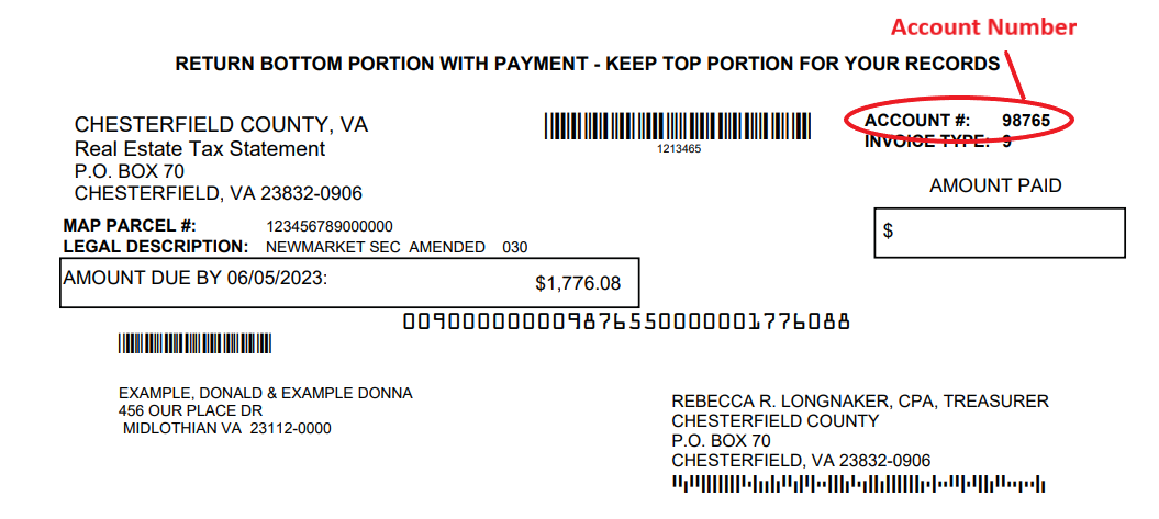 Personal or Business Property Tax Bill Example
